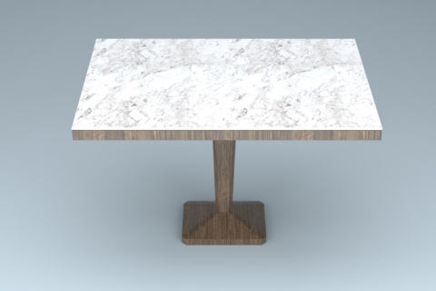 現代簡約水墨紋實木包邊大理石餐桌