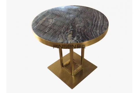 鐵藝黃銅黑色大理石餐桌
