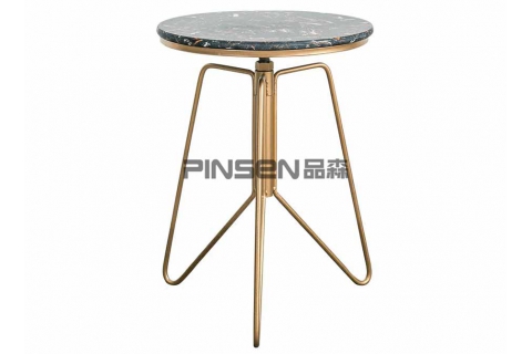 鐵藝黃銅輕奢仿大理石可升降餐桌