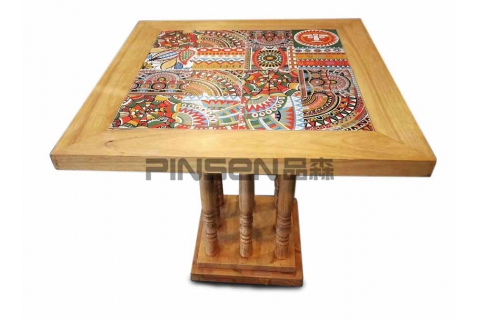 歐式復古實木拼板餐桌