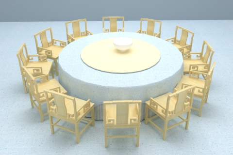 古典中式大圓桌椅子組合