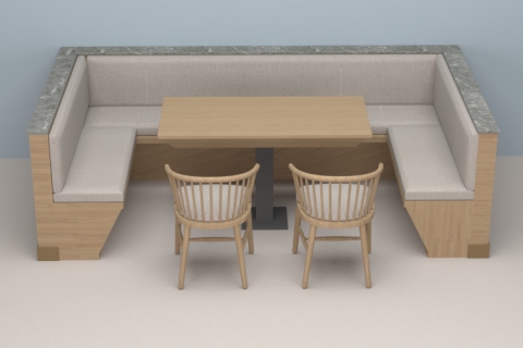 u形卡座實木餐桌簡約靠背椅組合
