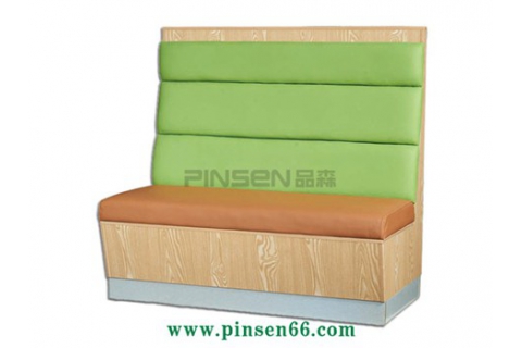 綠色軟包靠墊棕色軟包坐墊梯形實木火鍋卡座沙發餐椅