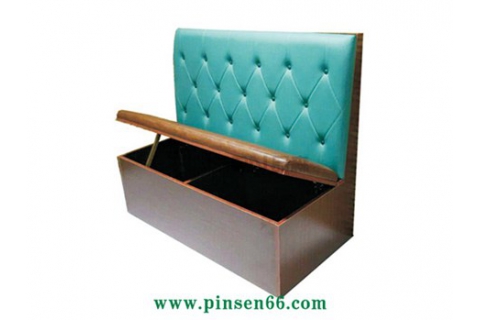 淺藍靠墊棕色坐墊軟包收納實木火鍋卡座沙發餐椅