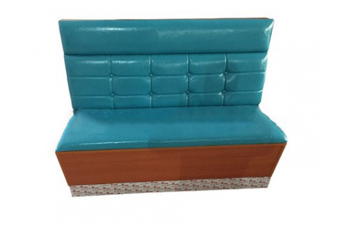 天藍色格子軟包圍椅餐桌椅卡座沙發