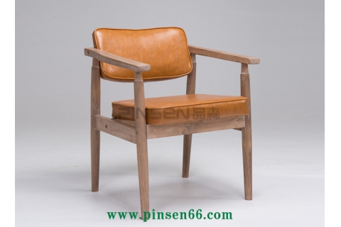 實木復古做舊靠背椅 歐式扶手餐廳椅子 北歐休閑椅